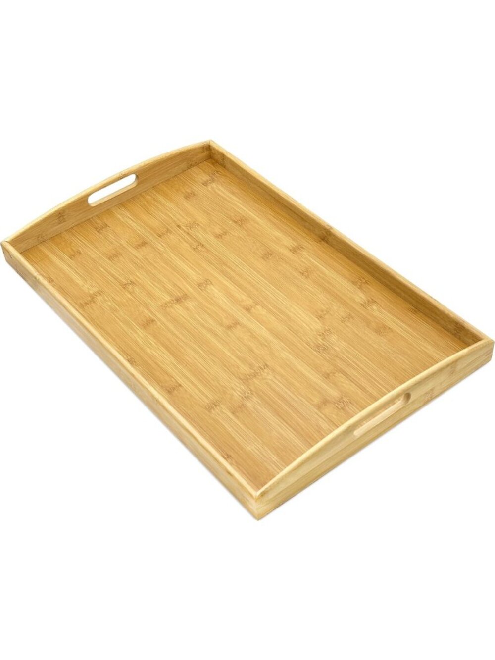 Extra Large Natural Bamboo Serving Tray with Handles for Food, Drinks, Decor